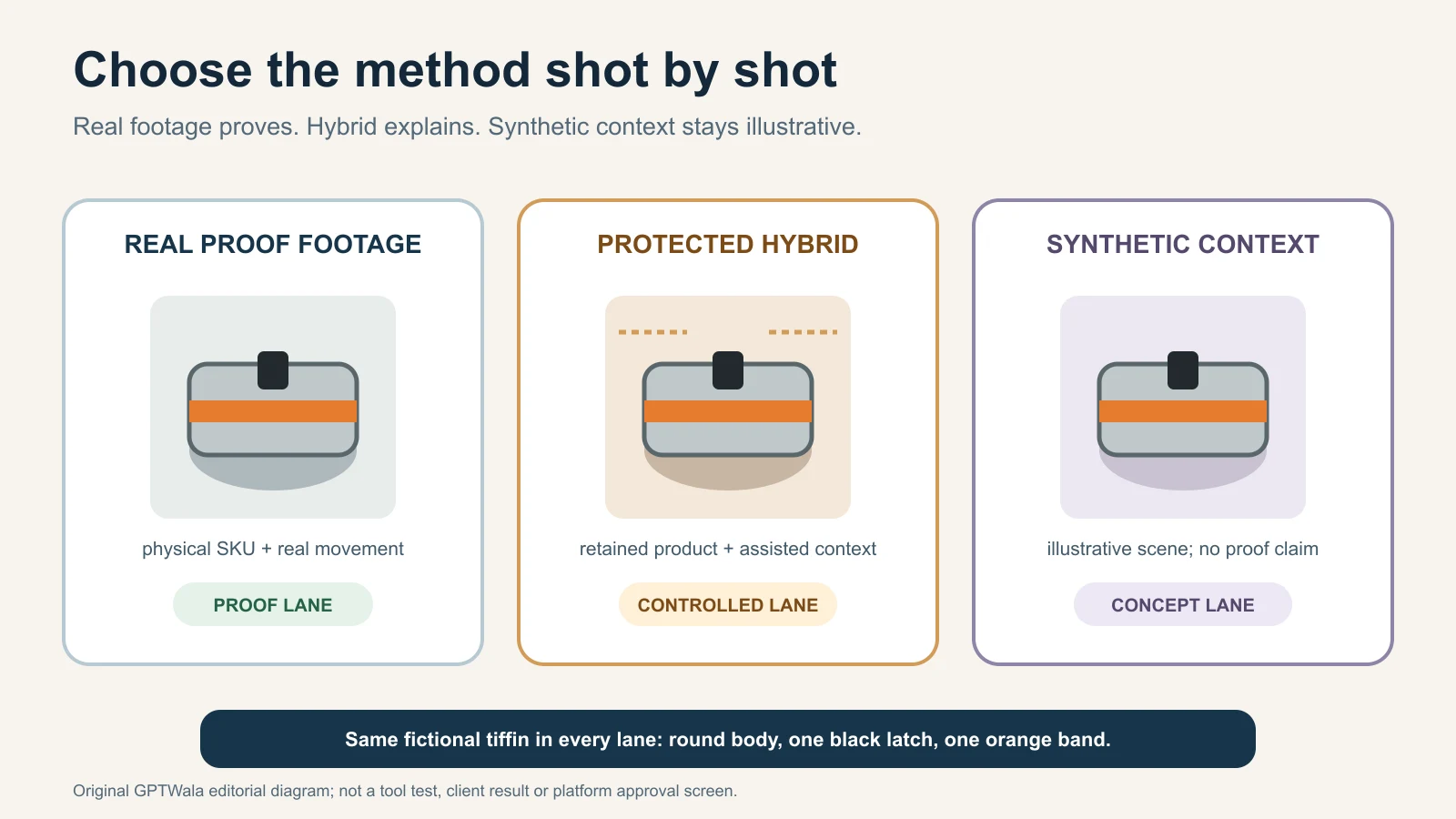 Indian product team comparing real, hybrid and synthetic video methods for the same fictional product