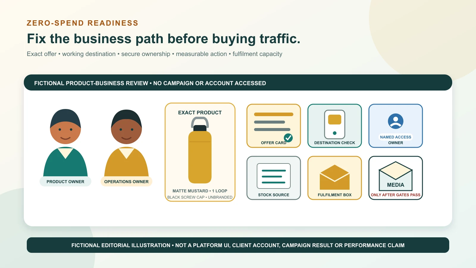 Indian product-business team checking product, destination, account access and fulfilment before any Meta ad spend